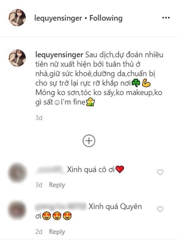 Ở nhà tránh dịch, Lệ Quyên thực hiện 4 “không” để giữ gìn nhan sắc trẻ đẹp ảnh 3 Ở nhà tránh dịch, Lệ Quyên thực hiện 4 “không” để giữ gìn nhan sắc trẻ đẹp ảnh 3