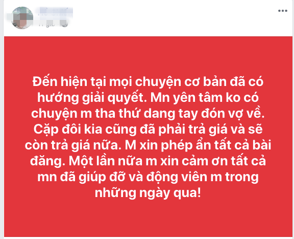 Hồi kết vụ chồng truy tìm vợ bỏ đi với bồ sau đám cưới 1 tháng gây xôn xao: "Đôi kia đã phải trả giá..." ảnh 1 Hồi kết vụ chồng truy tìm vợ bỏ đi với bồ sau đám cưới 1 tháng gây xôn xao: "Đôi kia đã phải trả giá..." ảnh 1