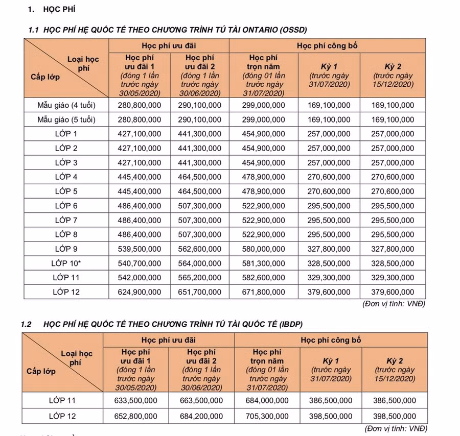 Mức học phí của các trường quốc tế tại TP.HCM ảnh 1