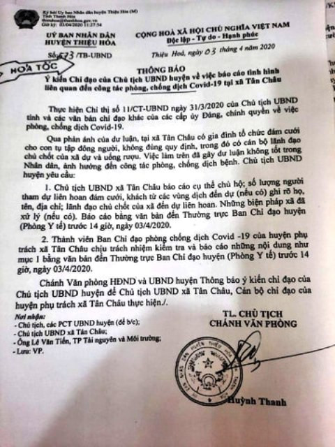 Thanh Hóa: Để dân tổ chức đám cưới giữa mùa dịch, chủ tịch xã bị đình chỉ công tác ảnh 2 Thanh Hóa: Để dân tổ chức đám cưới giữa mùa dịch, chủ tịch xã bị đình chỉ công tác ảnh 2