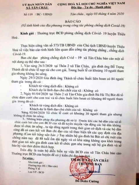 Thanh Hóa: Để dân tổ chức đám cưới giữa mùa dịch, chủ tịch xã bị đình chỉ công tác ảnh 1 Thanh Hóa: Để dân tổ chức đám cưới giữa mùa dịch, chủ tịch xã bị đình chỉ công tác ảnh 1