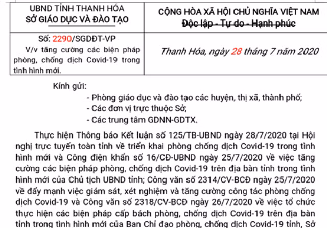 Thanh Hóa: Khuyến khích đeo khẩu trang trong trường học