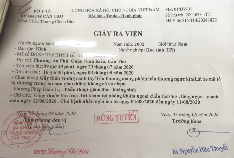 Cần Thơ: Hỗ trợ đặc biệt cho thí sinh bị tai nạn không thể viết bài