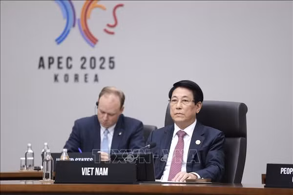 Chủ tịch nước Lương Cường dự Phiên họp thứ 2 Hội nghị Cấp cao APEC lần thứ 32