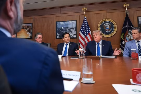 Tổng thống Donald Trump phát biểu trong cuộc họp nội các tại Camp David, ngày 31/7/2026.