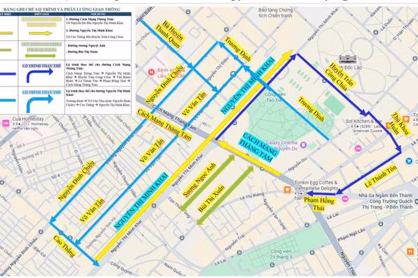 TPHCM điều chỉnh giao thông tại nhiều tuyến đường phục vụ thi công Metro số 2. Ảnh: SXD