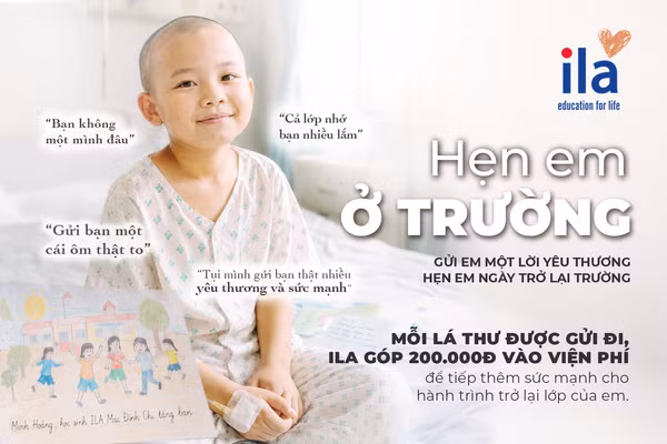 Với mỗi lá thư gửi về chương trình “Hẹn em ở trường”, ILA đóng góp 200.000 đồng hỗ trợ viện phí cho các bệnh nhi. Ảnh: ILA