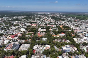 Một góc phường Trà Vinh, tỉnh Vĩnh Long từ trên cao.