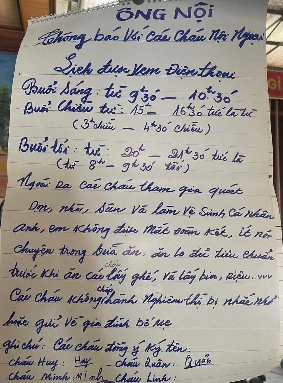 Bảng nội quy của ông nội dành cho các cháu gây “sốt” mạng xã hội. Ảnh: INT. vui-he-cung-tre-2.jpg