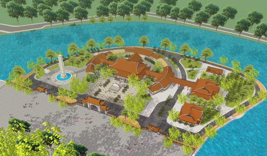 Phối cảnh công trình đền tưởng niệm anh hùng liệt sĩ và người có công tỉnh Cà Mau.