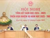 Thủ tướng Phạm Minh Chính, Phó Thủ tướng Lê Thành Long và Bộ trưởng Bộ GD&ĐT Nguyễn Kim Sơn chủ trì hội nghị.