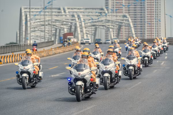 Lực lượng CSGT đảm bảo ATGT dịp Đại hội.