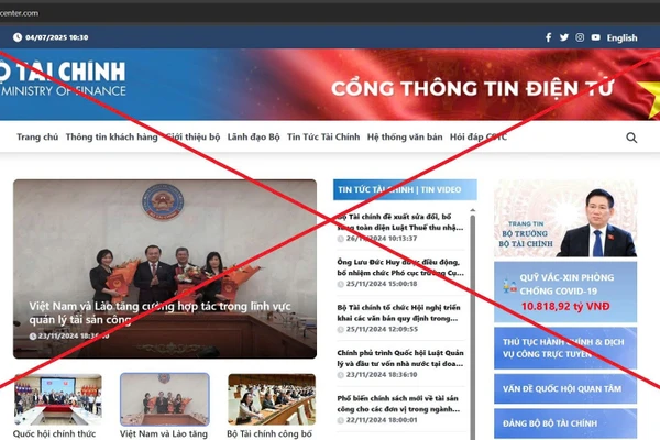 Website giả mạo Cổng thông tin điện tử Bộ Tài chính.