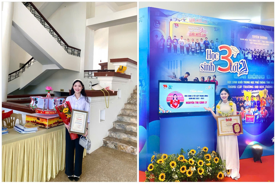 Với những nỗ lực trong học tập và cống hiến cho công tác Đoàn, nhiều năm liên tiếp, Cẩm Ly đạt danh hiệu “Học sinh 3 tốt cấp tỉnh” và là học sinh tiêu biểu được xét chọn danh hiệu “Học sinh 3 tốt” cấp Trung ương. 037edbb332d5878bdec4-1.jpg