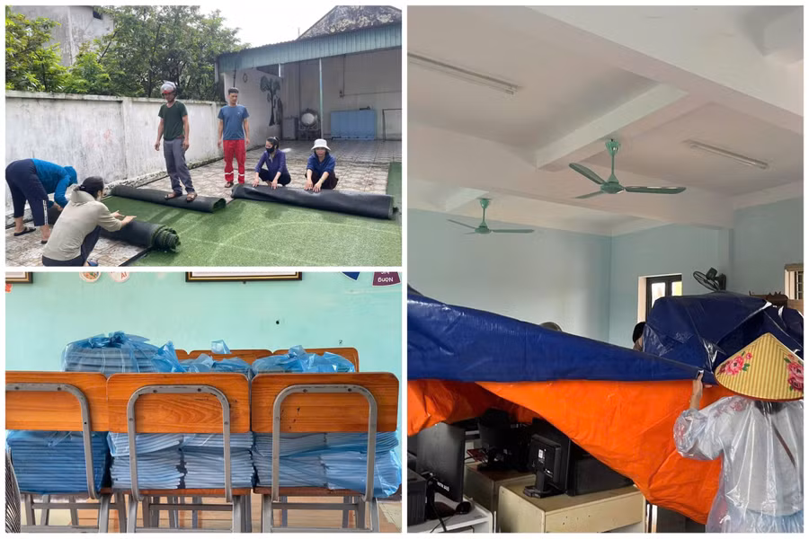 Các trường học ở Hà Tĩnh khẩn trương thực hiện các biện pháp bảo đảm tài sản, ứng phó với bão Bualoi.