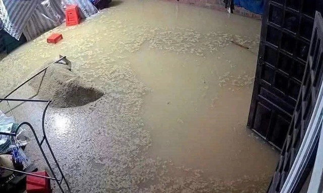 Nhiều gia đình không kịp thu dọn khi nước lên khiến lúa ngập trong biển nước. (Ảnh: T.K) chaylu5.jpg