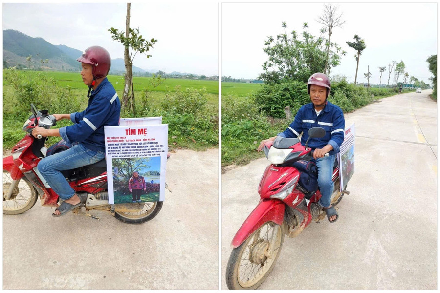 Anh Trường và chiếc xe máy rong ruổi tìm mẹ hơn 1 tháng nay.