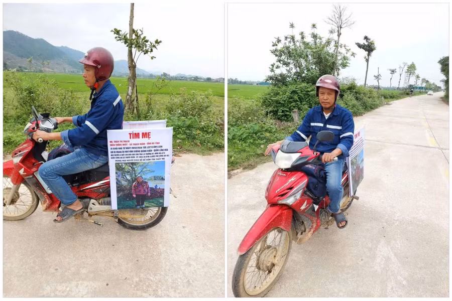 Anh Trường và chiếc xe máy rong ruổi tìm mẹ hơn 1 tháng nay.