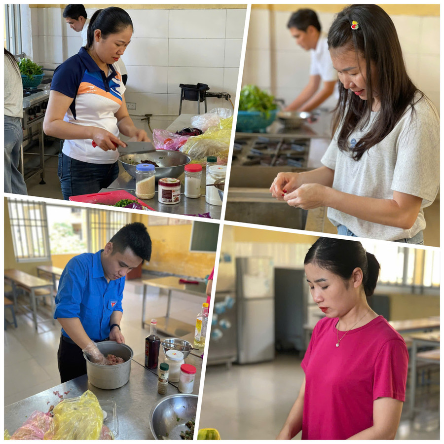 Thầy cô Trường Cao đẳng Công nghệ Hà Tĩnh tự tay vào bếp chế biến các món ăn phục vụ miễn phí cho các thí sinh ở xa. cd5.jpg