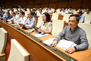 Các đại biểu Quốc hội bấm nút biểu quyết thông qua Nghị quyết tại Kỳ họp. 