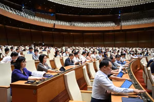 Đại biểu biểu quyết thông qua Nghị quyết bằng hình thức biểu quyết điện tử.