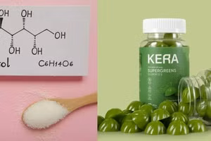 Kẹo rau củ Kera có chứa Sorbitol nhưng không có ghi trên nhãn sản phẩm theo quy định. 