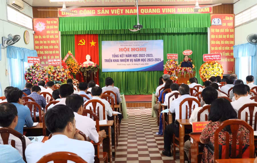 Bà Nguyễn Thị Quyên Thanh, Phó chủ tịch UBND tỉnh Vĩnh Long phát biểu tại hội nghị.