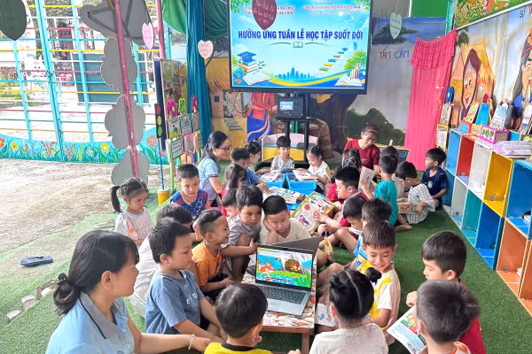 Trường Mầm non Ba Chúc (xã Ba Chúc, tỉnh An Giang) hưởng ứng Tuần lễ học tập suốt đời.