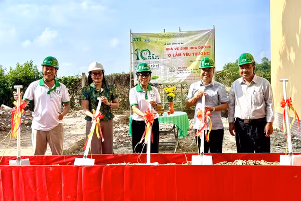 Xã Ô Lâm (tỉnh An Giang) khởi công Dự án Nhà vệ sinh học đường. 