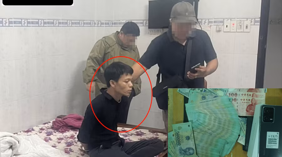 Tên trộm cùng tang vật bị bắt.