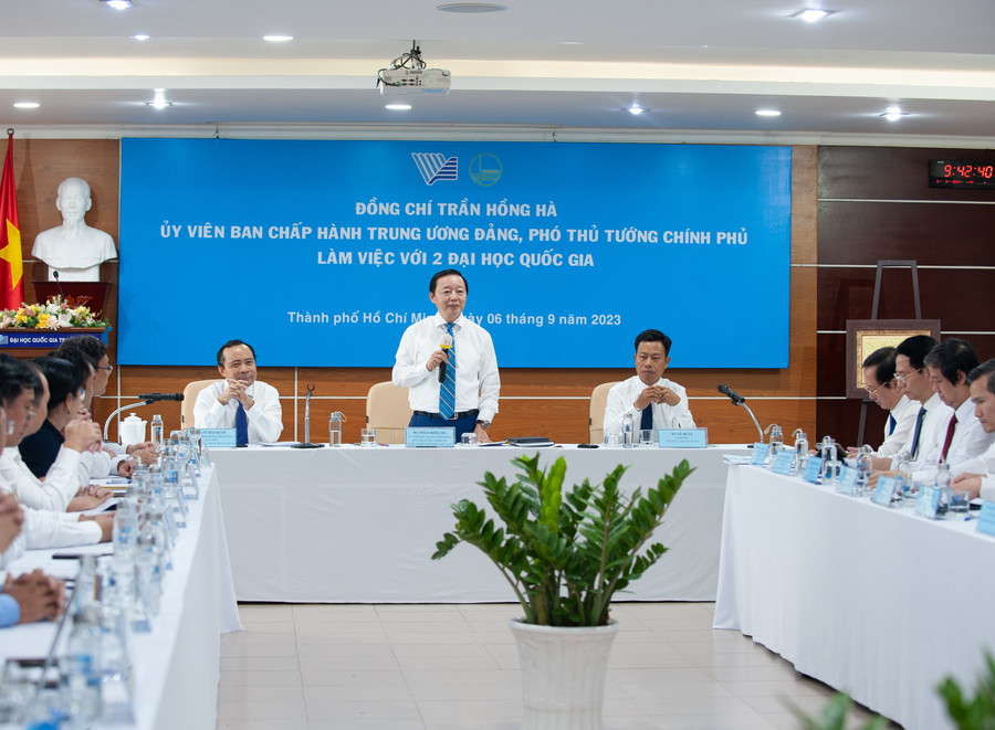 Phó Thủ tướng Trần Hồng Hà làm việc với ĐH Quốc gia Hà Nội và ĐH Quốc gia TPHCM.