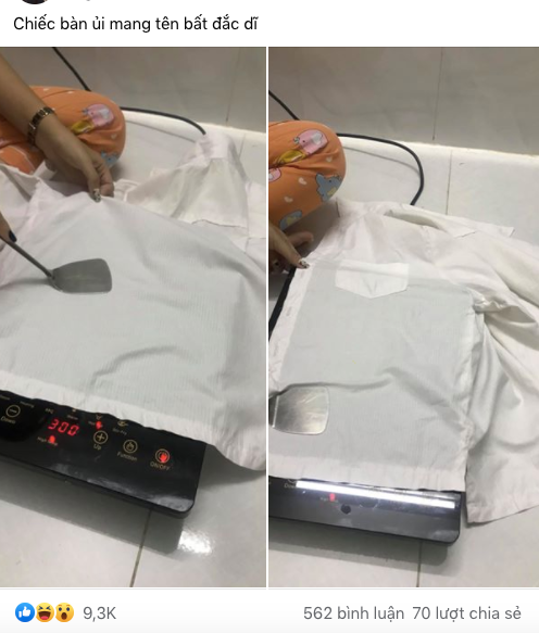 Vợ "sáng tạo" cách là áo bằng muôi và bếp từ khiến dân tình bái phục ảnh 1 Vợ "sáng tạo" cách là áo bằng muôi và bếp từ khiến dân tình bái phục ảnh 1