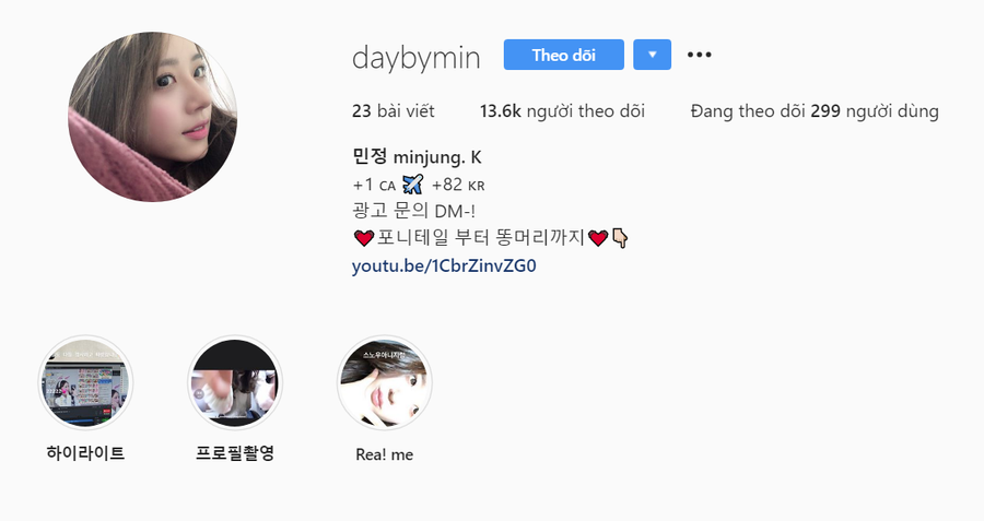 Tài khoản Instagram của Min Jeong cũng sở hữu gần 14k lượt follow. Tài khoản Instagram của Min Jeong cũng sở hữu gần 14k lượt follow.
