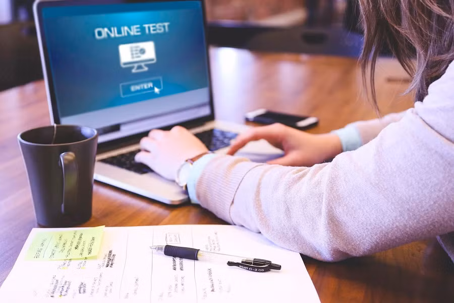 Học sinh kiểm tra trực tuyến. Ảnh minh hoạ.