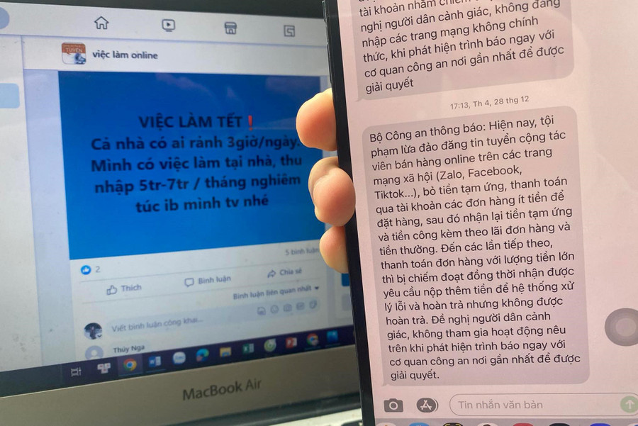 Cẩn trọng với bài đăng tuyển dụng 'việc nhẹ lương cao' trên mạng xã hội. Ảnh: INT. Cẩn trọng với bài đăng tuyển dụng 'việc nhẹ lương cao' trên mạng xã hội. Ảnh: INT.