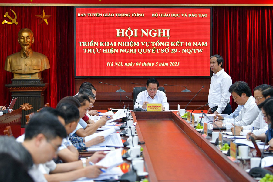 Quang cảnh hội nghị triển khai nhiệm vụ tổng kết 10 năm thực hiện Nghị quyết 29. Ảnh: Thế Đại.