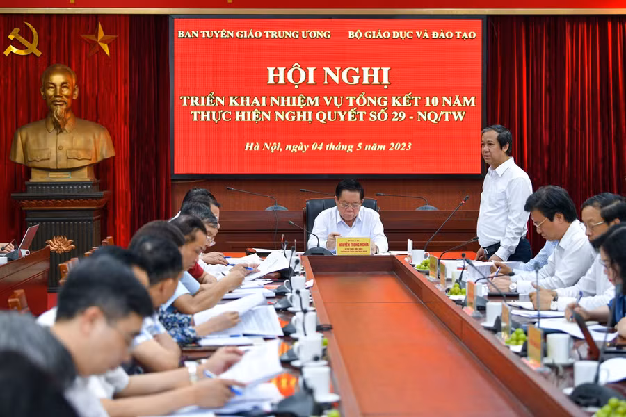 Quang cảnh hội nghị triển khai nhiệm vụ tổng kết 10 năm thực hiện Nghị quyết 29. Ảnh: Thế Đại.