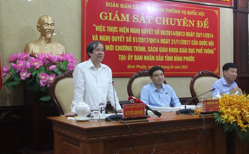 Bộ trưởng Nguyễn Kim Sơn phát biểu tại buổi giám sát.