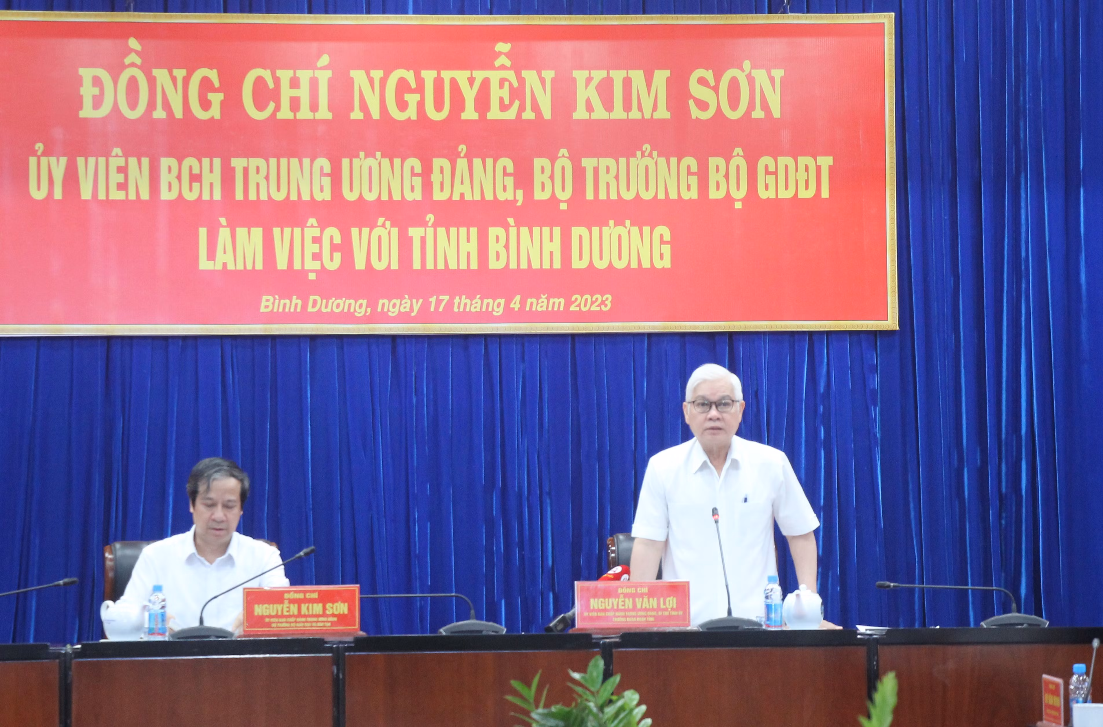 Ông Nguyễn Văn Lợi, Bí thư Tỉnh ủy Bình Dương khẳng định các đóng góp, ý kiến của đoàn công tác Bộ GD&amp;ĐT có giá trị rất lớn với ngành giáo dục Bình Dương.