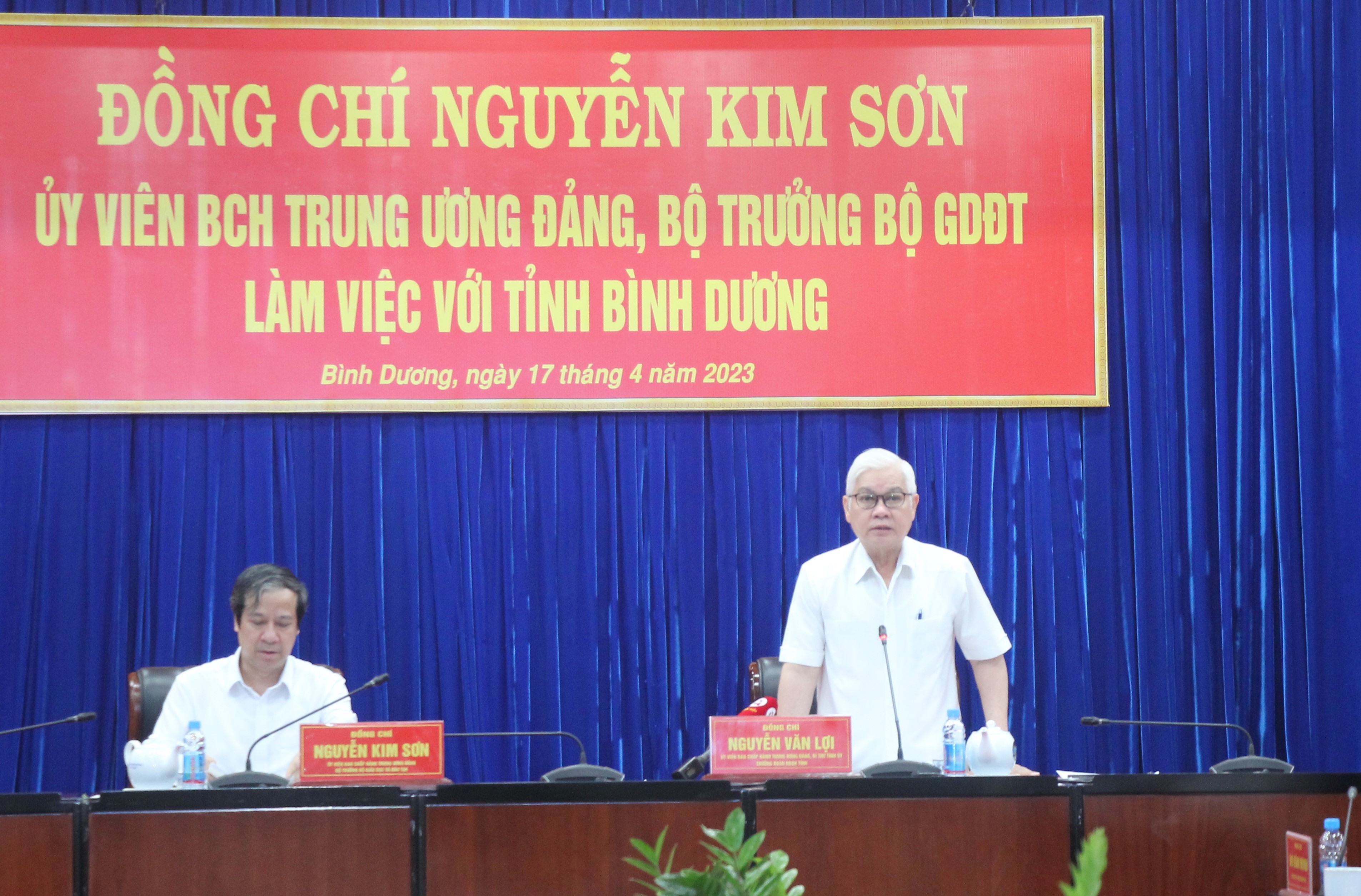 Ông Nguyễn Văn Lợi, Bí thư Tỉnh ủy Bình Dương khẳng định các đóng góp, ý kiến của đoàn công tác Bộ GD&amp;ĐT có giá trị rất lớn với ngành giáo dục Bình Dương.