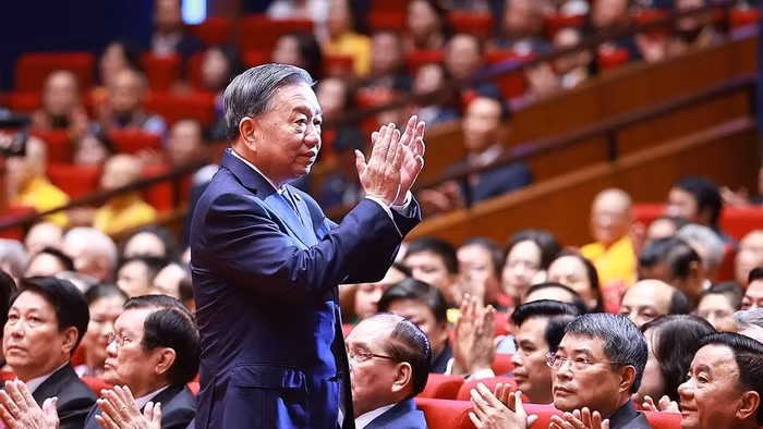 Tổng Bí thư, Chủ tịch nước Tô Lâm dự phiên khai mạc trọng thể Đại hội đại biểu Mặt trận Tổ quốc Việt Nam lần thứ XI. (Ảnh: Dương Giang/TTXVN)