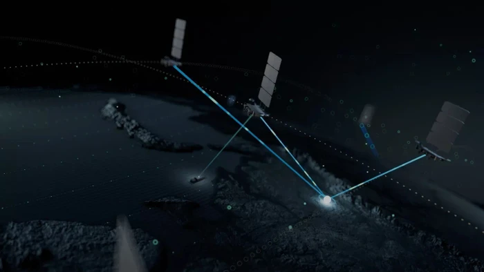 Hình ảnh mô phỏng hệ thống Internet vệ tinh mới của Nga theo phong cách Starlink.