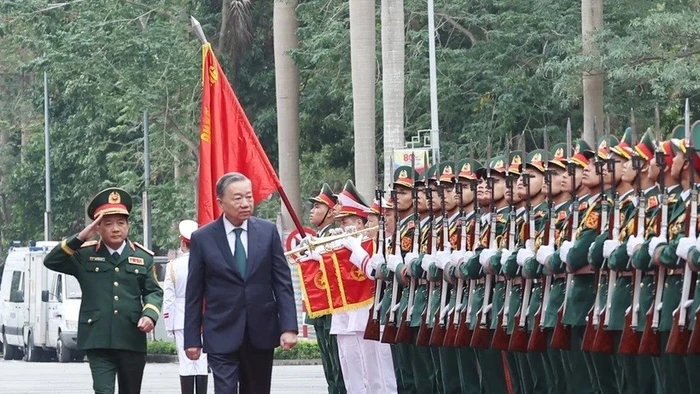 Tổng Bí thư Tô Lâm đến dự lễ kỷ niệm. (Ảnh: Thống Nhất/TTXVN) 