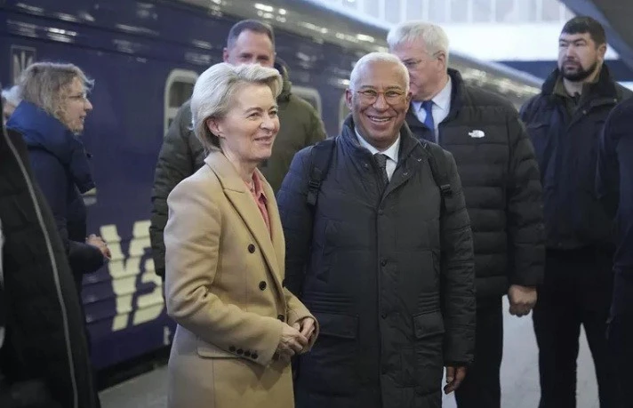 Chủ tịch Ủy ban Châu Âu Ursula von der Leyen và Chủ tịch Hội đồng Châu Âu Antonio Costa đến thăm Ukraine.