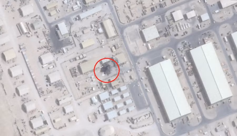 Mái vòm chứa radar của Mỹ tại Al Udeid không còn sau cuộc tập kích của Iran.