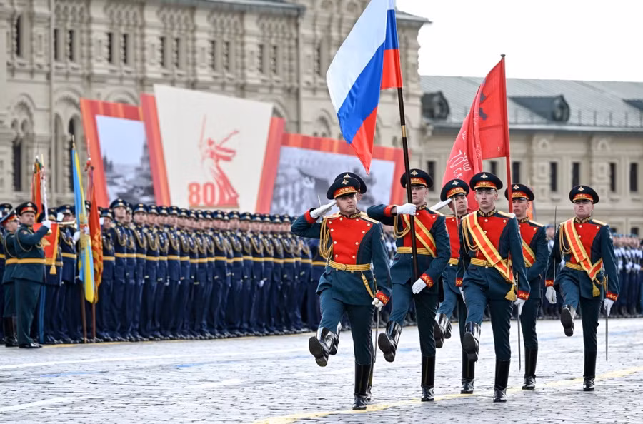 Binh sĩ Nga tại lễ duyệt binh Ngày chiến thắng trên Quảng trường Đỏ hôm 9 tháng 5.