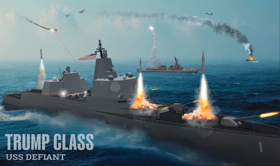 Đồ họa của Hải quân Mỹ về tàu USS Defiant thuộc lớp Trump.