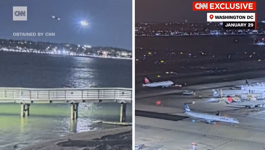 Khoảnh khắc chiếc Black Hawk va phải máy bay dân sự.