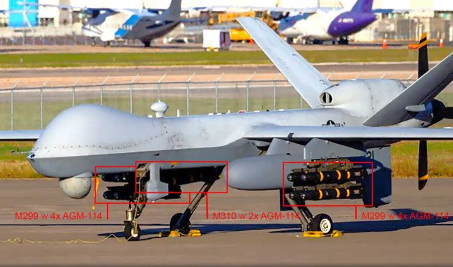 Chiếc MQ-9 mang theo cấu hình vũ khí đặc biệt.