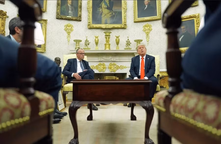 Tổng thống Mỹ Donald Trump và Thủ tướng Đức Friedrich Merz trong một cuộc họp tại Washington.